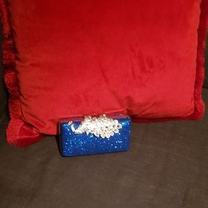 Blue Mesh and Rhinestone Cocktail Clutch